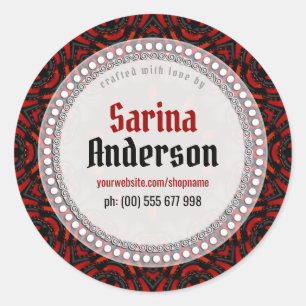 Pegatina Redonda Patrón Tribal Rojo Negro Hecho Por Pegatinas De Et