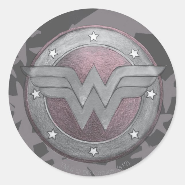 Pegatina Redonda Patrón Wonder Woman Shield (Anverso)