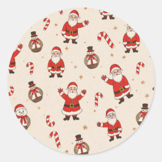 Pegatina Redonda patrones de navidad