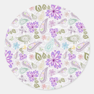 Pegatina Redonda Patrones de paisley pastel lindos