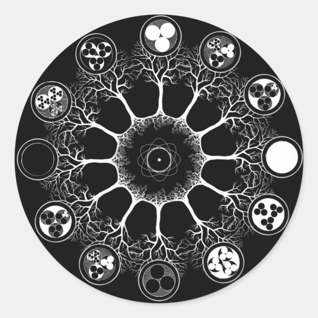 Pegatina Redonda Patrones de vida Mandala (Anverso)