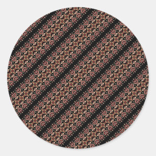 Pegatina Redonda Patrones decorativos de rayas ucranianas