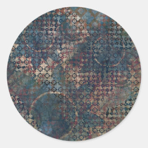 Pegatina Redonda Patrones ondulados con un desordenado mosaico de t