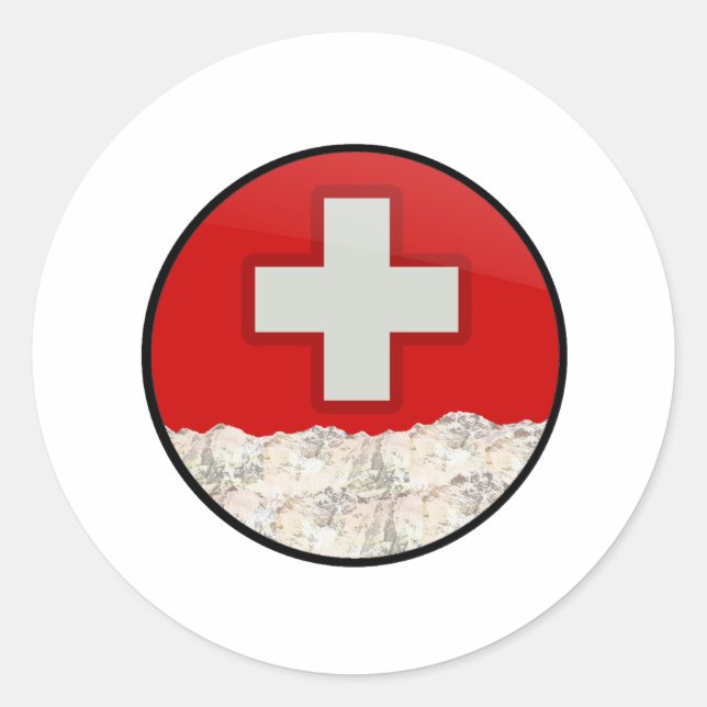 Pegatina Redonda Patrulla de esquí (Anverso)