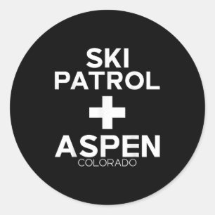 Pegatina Redonda Patrulla de esquí de época Aspen T Shirt Snowboard