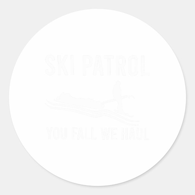 Pegatina Redonda Patrulla de esquí que caes en nosotros (Anverso)