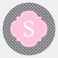 Patrulla de puntos de polka rosa y gris