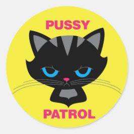Pegatina Redonda Patrulla Pussy