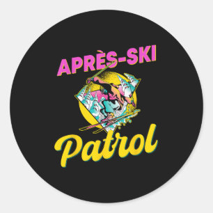 Pegatina Redonda Patrulla Retro Apres-ski de los años 80 con esquia