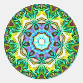 Pegatina Redonda Paua de irrismo espiritual Shell fractal