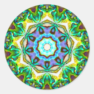 Pegatina Redonda Paua de irrismo espiritual Shell fractal
