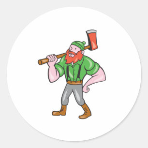 Pegatina Redonda Paul Bunyan LumberJack Personalizado aislado