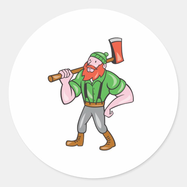 Pegatina Redonda Paul Bunyan LumberJack Personalizado aislado (Anverso)