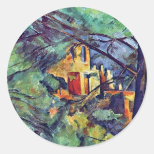 Pegatina Redonda Paul Cezanne - Chateau Noir El Castillo Negro