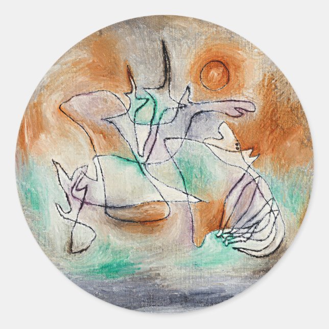 Pegatina Redonda Paul Klee - Perro Aullador, (Anverso)