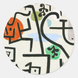 Pegatina Redonda Paul Klee Rich Harbor Abstrae Expressionismo