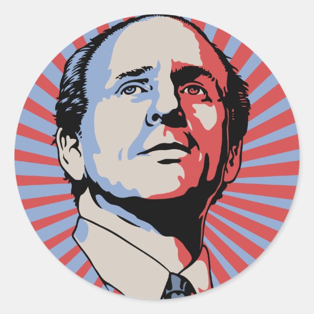 Pegatina Redonda Paul Wellstone (Anverso)