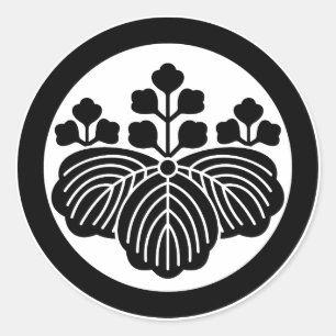 Pegatina Redonda Paulownia con 5&3 florecimiento en círculo