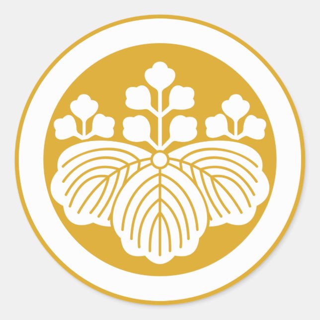 Pegatina Redonda Paulownia con 5&3 florecimiento en círculo (Anverso)