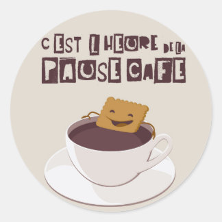 Pegatina Redonda Pausa café