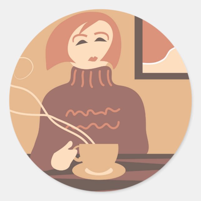 Pegatina Redonda Pausa de café (Anverso)