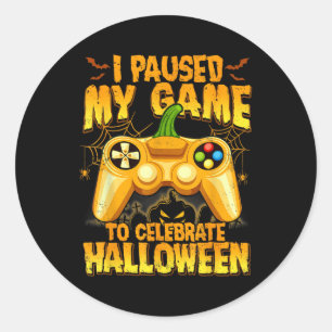 Pegatina Redonda Pausa Mi Juego Para Celebrar Halloween Video Gamer