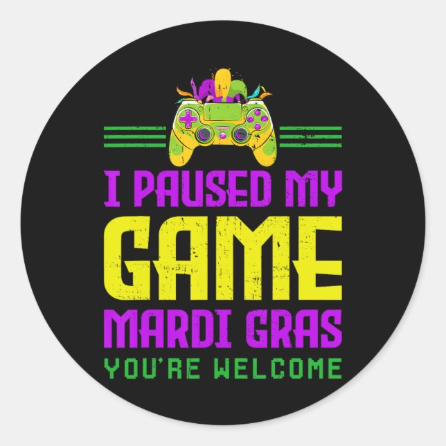 Pegatina Redonda Pausa Mi Juego Para El Control De Videojuegos Mard (Anverso)