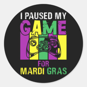 Pegatina Redonda Pausa Mi Juego Para El Videojuego Mardi Gras