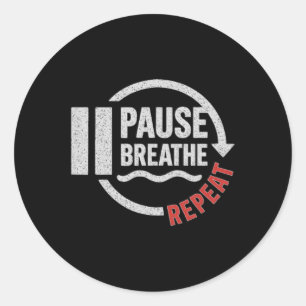 Pegatina Redonda Pausa Respira Repite Yoga Motivacional Meditación