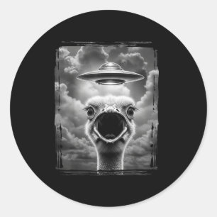 Pegatina Redonda Pavo alienígena divertido Ufo Selfie Meme de Acció