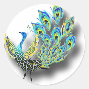 Pegatina Redonda Pavo bailarín
