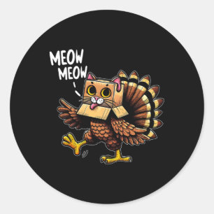 Pegatina Redonda Pavo Divertido Gato Maullar Hombres Mujeres Niños