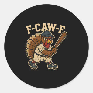 Pegatina Redonda Pavo F Caw F Vender Fcawf Glotón Día de Acción de