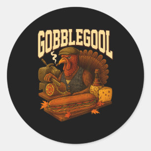 Pegatina Redonda Pavo Gobbol Gobble Gool Día de Acción de Gracias R