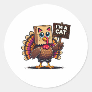 Pegatina Redonda Pavo Papel G Miau Soy Un Gato De Acción De Gracias