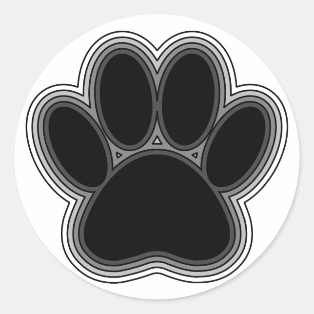 Pegatina Redonda Paw De Perro Con Salidas (Anverso)