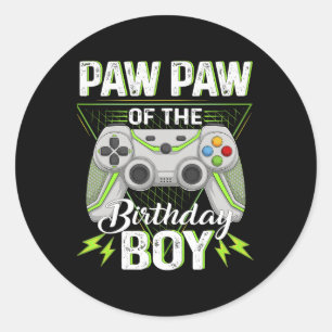 Pegatina Redonda Paw Del Niño Jugador De B-day Impresionante Videoj