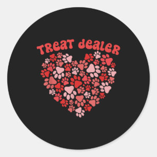 Pegatina Redonda Paw Design Shirt Trate Dealer Perro Lover Heart Pa
