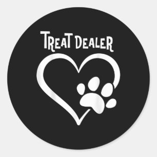 Pegatina Redonda Paw Design Shirt Trate Dealer Perro Lover Heart Pa