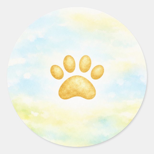 Pegatina Redonda Paw Print Sticker (Anverso)