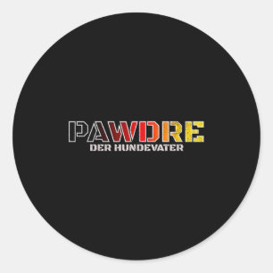 Pegatina Redonda Pawdre der hundevater, papá perro alemania hunde p