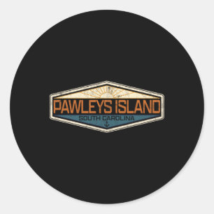 Pegatina Redonda Pawleys Island Carolina del Sur con problemas