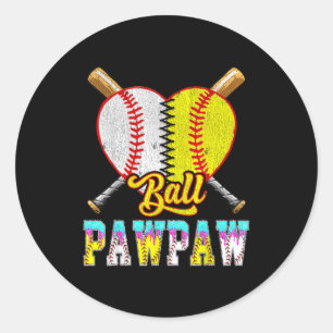 Pegatina Redonda Pawpaw de ambos mitad béisbol sóftbol helado