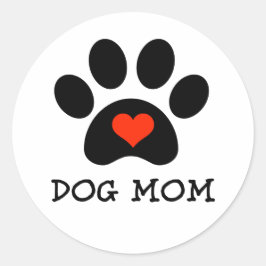 Pegatina Redonda Pawprint Dog Mom