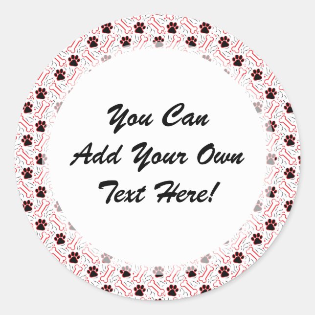 Pegatina Redonda Paws and Bones Funny Design para los amantes del p (Anverso)