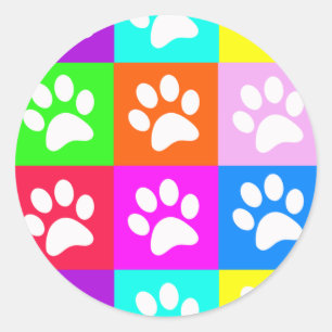 Pegatina Redonda "Paws Mascotas"