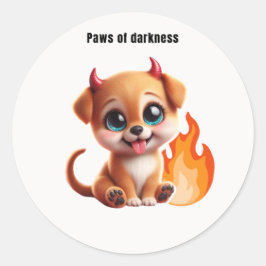 Pegatina Redonda Paws of Darkness Fire Dog Sticker