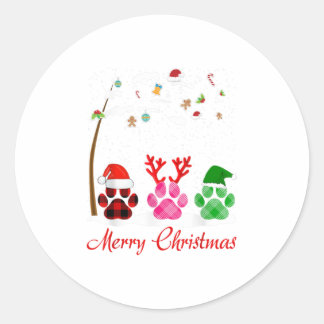 Pegatina Redonda Paws perro alegre camisa divertida de Navidad