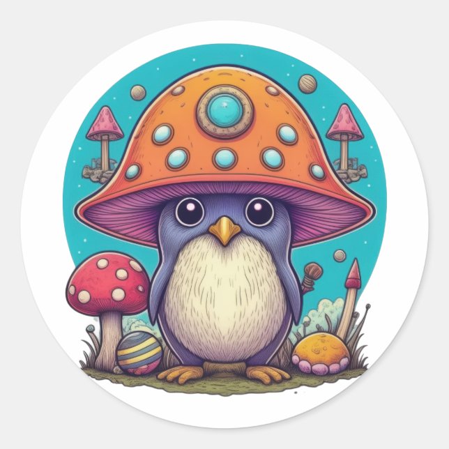 Pegatina Redonda Paxillus Penguin (Anverso)