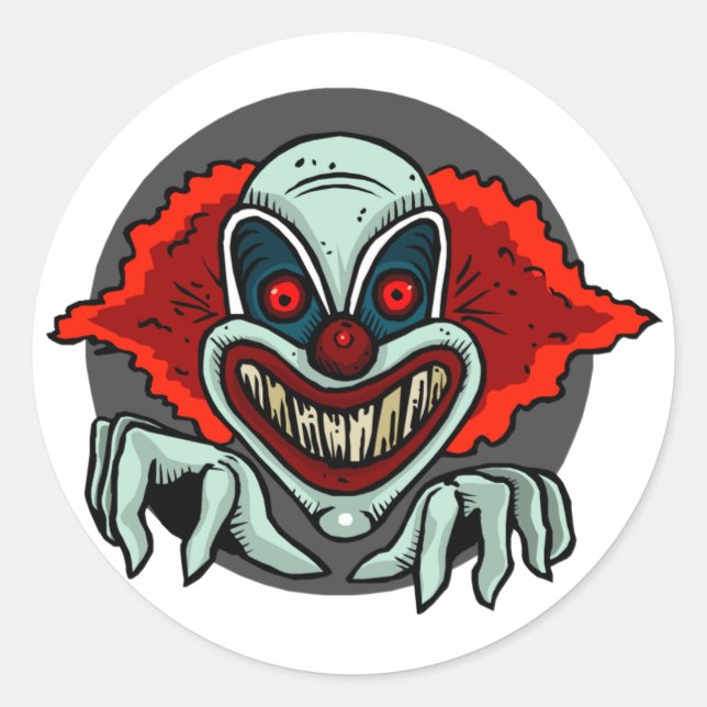 Pegatina Redonda Payaso asustado (Anverso)